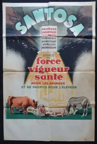 Force et vigueur pour vos animaux – Affiche 1936 Santos – 80x120cm