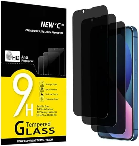 NEW’ C Great Deal de 3, Verre Trempé Anti-Espion put apple iphone 14, thirteen, thirteen Pro (6,1 Pouces) Movie en Defense écran efficace contre les Rayures – Sans Bulles – Ultra Résistant – Dureté 9H Glass