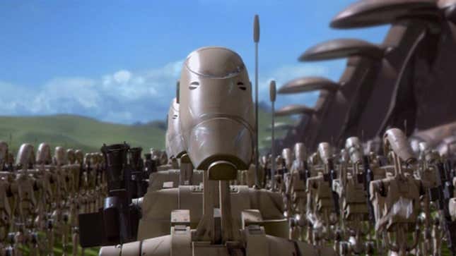 Une armée de droïdes de combat en formation sur Naboo