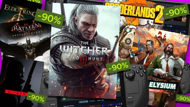 Une image montre les couvertures de différents jeux en vente lors des soldes d'été Steam.