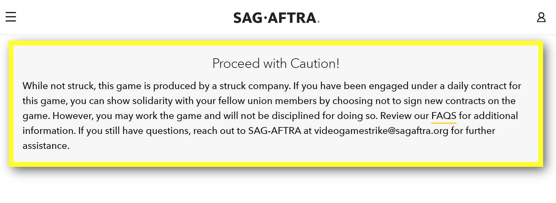 Une capture d'écran montre l'avertissement SAG-AFTRA pour travailler sur GTA 6. 