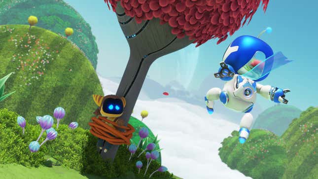 Astro Bot sauvant un robot qui ressemble à Ratchet de Ratchet & Clank.