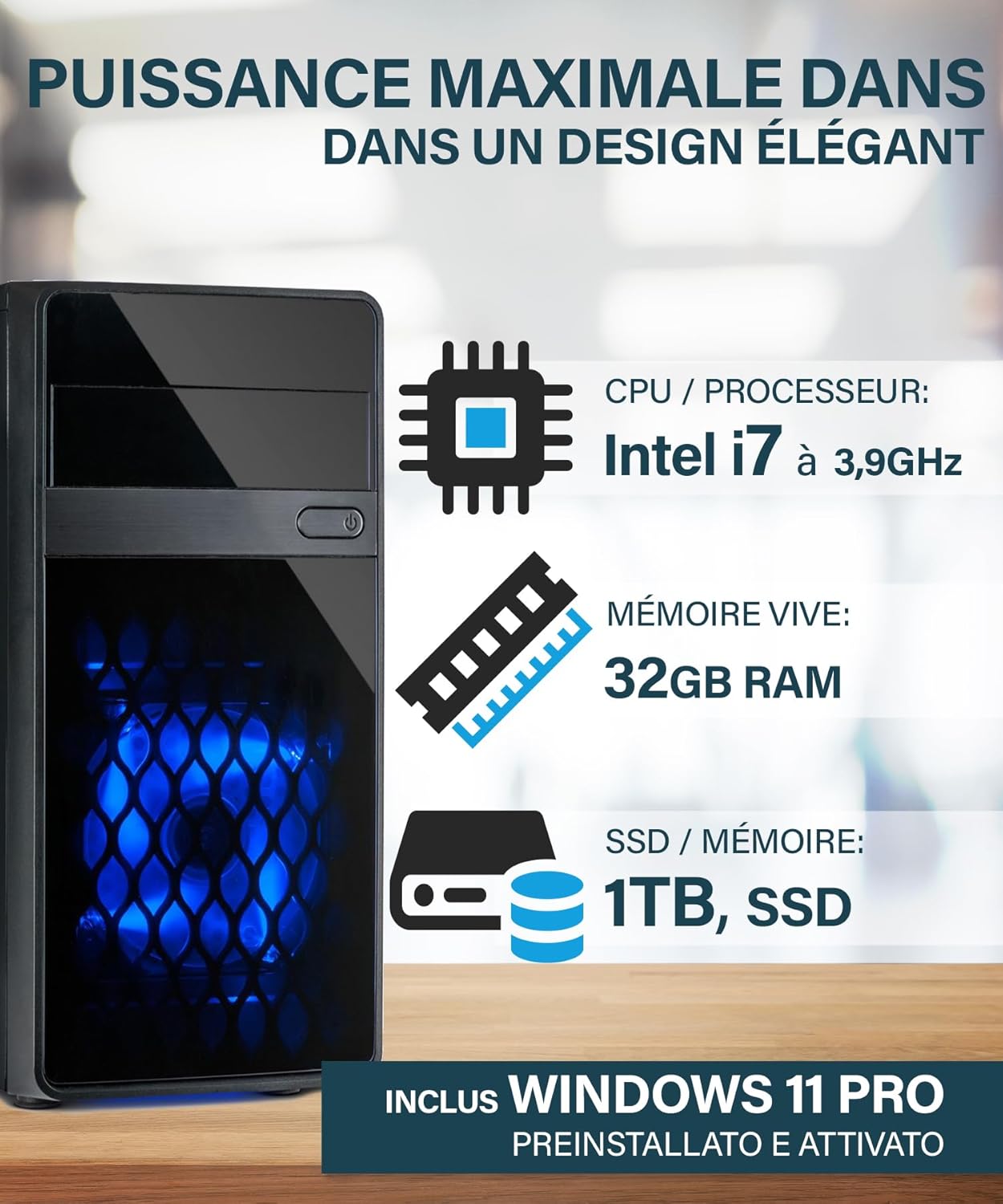 1729800764_194_HYPER-BYTE®-Office-Pc-Ordinateur-avec-Intel-Quad-Core HYPER BYTE® Office Pc - Ordinateur avec Intel Quad Core i7 a 3,9 GHz | 32 Go de RAM | Disque Dur SSD 1 to | Win 11 Pro | WiFi | Rapide Tours Pc  ( 359,90€ ) Shopping 