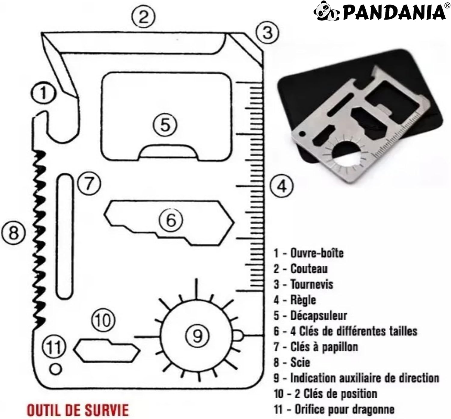 1729852743_704_Pack-x2-Carte-Outil-de-Survie-Multifonction-11-en Pack x2 - Carte Outil de Survie Multifonction 11 en 1 - Gadget Utile et Insolite - Cadeau Original Homme Père - Couteau de Poche, Décapsuleur, Multitool Robuste - Camping, Pêche, Randonnée  ( 6,99€ ) Shopping 