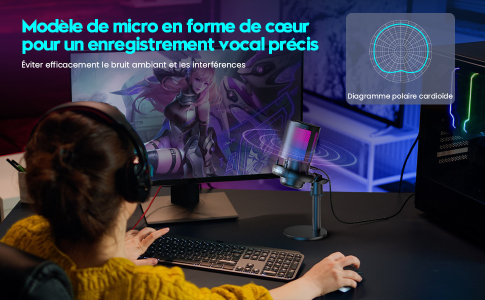 1729924617_230_USB-Microphone-USB-a-condensateur-RGB-Microphone-Gaming-Une-touche USB Microphone USB à condensateur, RGB Microphone Gaming, Une touche muet、Le bouton contrôle le volume、Filtre anti-pop en métal, pour le streaming, les jeux, les podcasts, la production musicale  ( <del>26,99€</del> - 25,64€ ) Shopping 