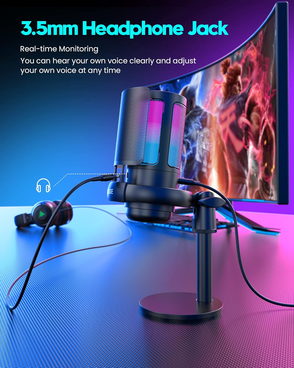 1729924617_298_USB-Microphone-USB-a-condensateur-RGB-Microphone-Gaming-Une-touche USB Microphone USB à condensateur, RGB Microphone Gaming, Une touche muet、Le bouton contrôle le volume、Filtre anti-pop en métal, pour le streaming, les jeux, les podcasts, la production musicale  ( <del>26,99€</del> - 25,64€ ) Shopping 