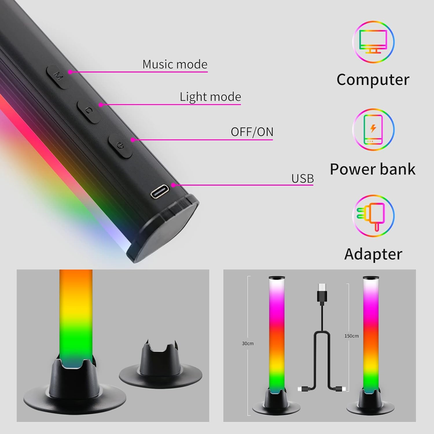 1730148686_701_CheDux-Gaming-Smart-LED-Lampe-RGB-avec-Effets-Declairage-Multiples CheDux Gaming Smart LED Lampe, RGB avec Effets D'éclairage Multiples, avec 10 Modes de Scène et Modes de Musique, Lumière D'ambiance pour TV, PC, Décoration de Chambre, Bureau  ( 29,99€ ) Shopping 