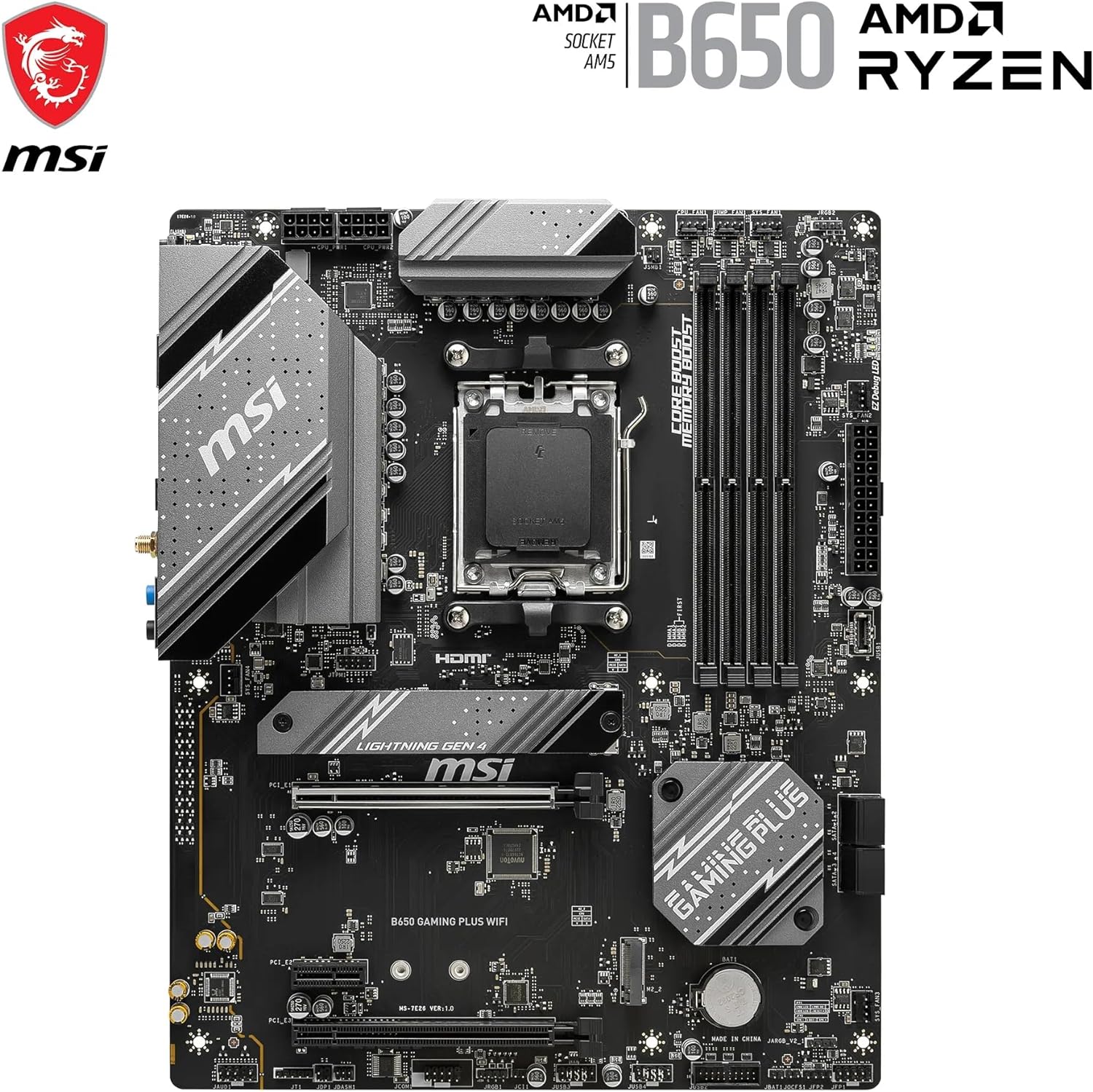 1730241611_219_MSI-B650-GAMING-PLUS-WIFI-Carte-mere-ATX-Pour MSI B650 GAMING PLUS WIFI Carte mère, ATX - Pour processeurs AMD Ryzen 9000, 8000 & 7000, AM5 - VRM double rail 14+2 phases, DDR5 6400+MHz/OC, 2 x PCIe 4.0 x16, 2 x M.2 Gen4, Wi-Fi 6E  ( 176,80€ ) Shopping 