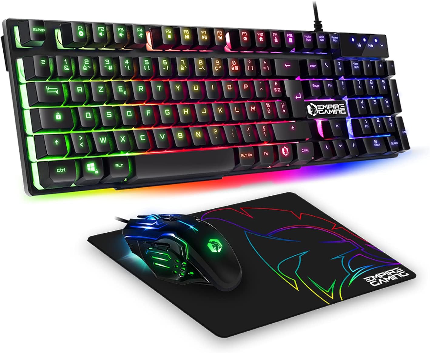 1730412042_208_EMPIRE-GAMING-Pack-MK800-Filaire-Clavier-Gaming-AZERTY EMPIRE GAMING - Pack MK800 Filaire - Clavier Gaming AZERTY (Layout Français) RGB 105 Touches 19 Touches Anti-Ghosting - Souris Gamer 2400 DPI - Tapis de Souris - PC PS4 PS5 Xbox One/Series Mac  ( <del>34,99€</del> - 33,99€ ) Shopping 