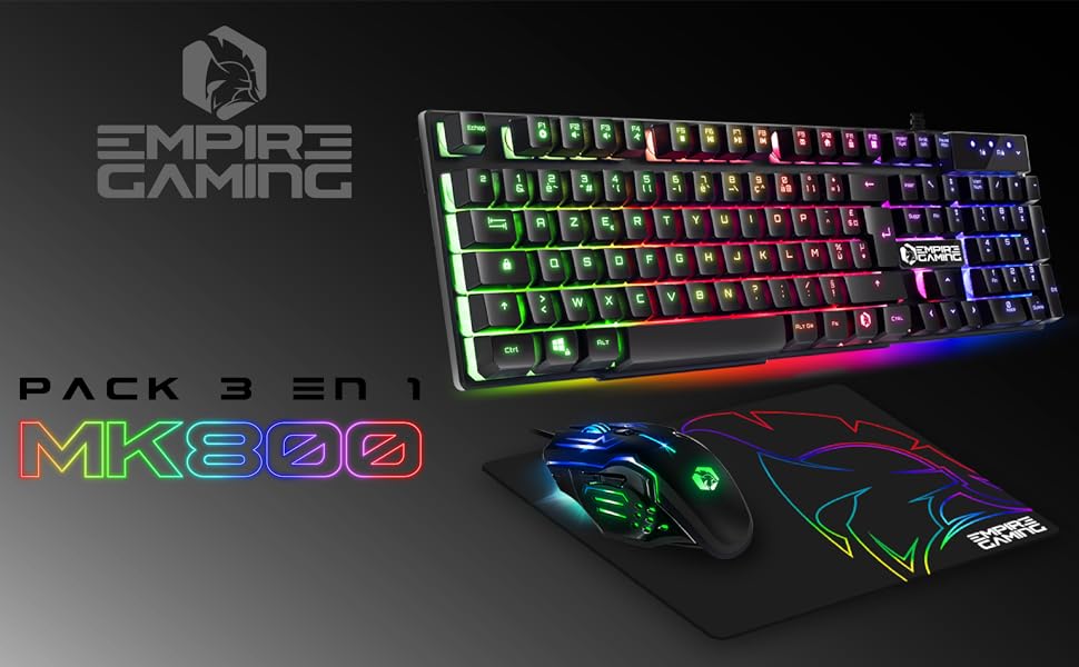 EMPIRE-GAMING-Pack-MK800-Filaire-Clavier-Gaming-AZERTY EMPIRE GAMING - Pack MK800 Filaire - Clavier Gaming AZERTY (Layout Français) RGB 105 Touches 19 Touches Anti-Ghosting - Souris Gamer 2400 DPI - Tapis de Souris - PC PS4 PS5 Xbox One/Series Mac  ( <del>34,99€</del> - 33,99€ ) Shopping 