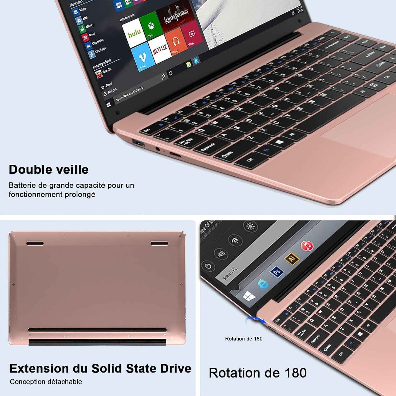 1730426502_782_NOTODD-Ordinateur-Portable-14-Pouces-Win11-256Go-SSD-Soutien-Extension NOTODD Ordinateur Portable 14 Pouces Win11 256Go SSD Soutien Extension 1TB,Pc Portable Celeron N4020 Pas Cher FHD 1080 5G WiFi BT4.2 inclut Souris sans Fil&AZERTY Clavier Couverture-Or Rose  ( 282,34€ ) Shopping 