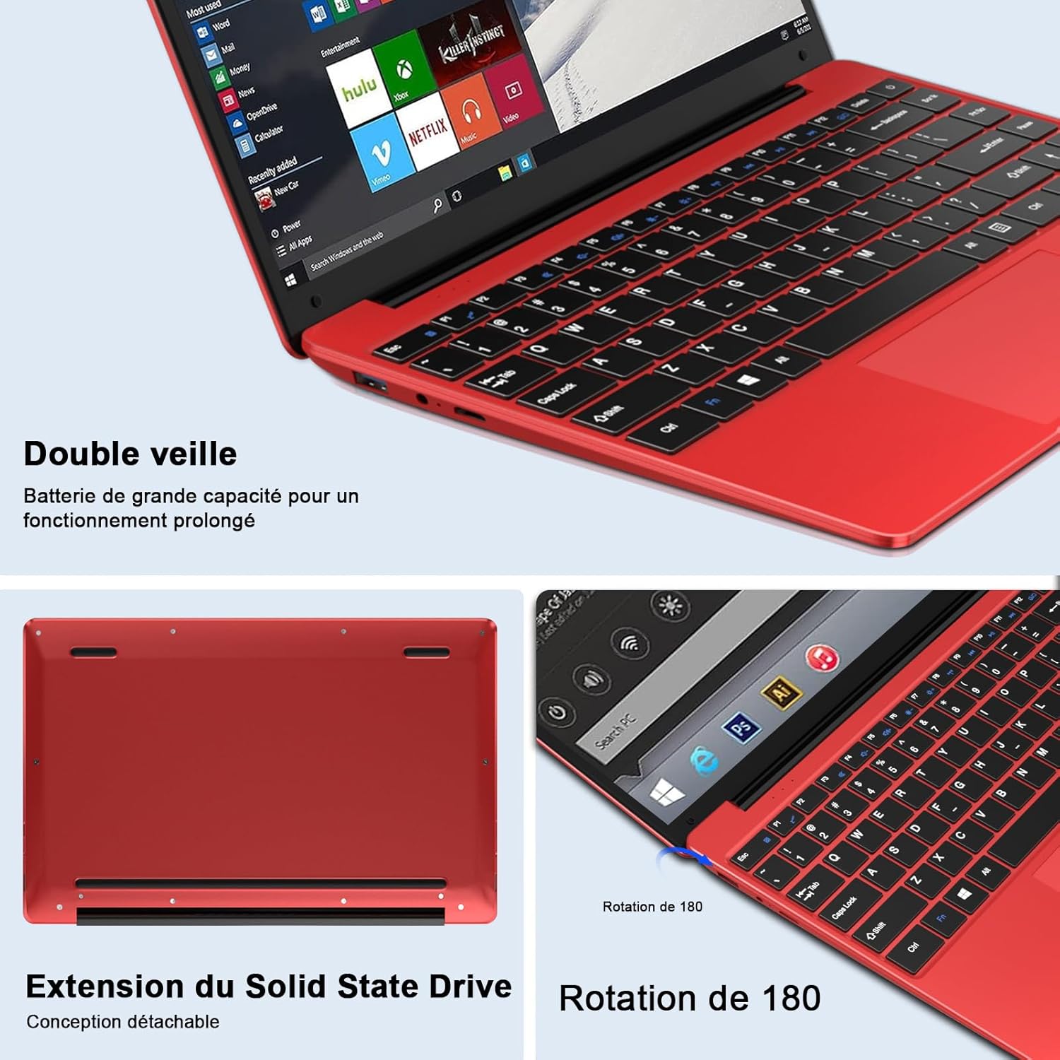 1730482660_512_NOTODD-Ordinateur-Portable-14-Pouces-Win11-256Go-SSD-Soutien-Extension NOTODD Ordinateur Portable 14 Pouces Win11 256Go SSD Soutien Extension 1TB,Pc Portable Celeron N4020 Pas Cher FHD 1080 5G WiFi BT4.2 inclut Souris sans Fil&AZERTY Clavier Couverture-Rouge  ( 282,34€ ) Shopping 