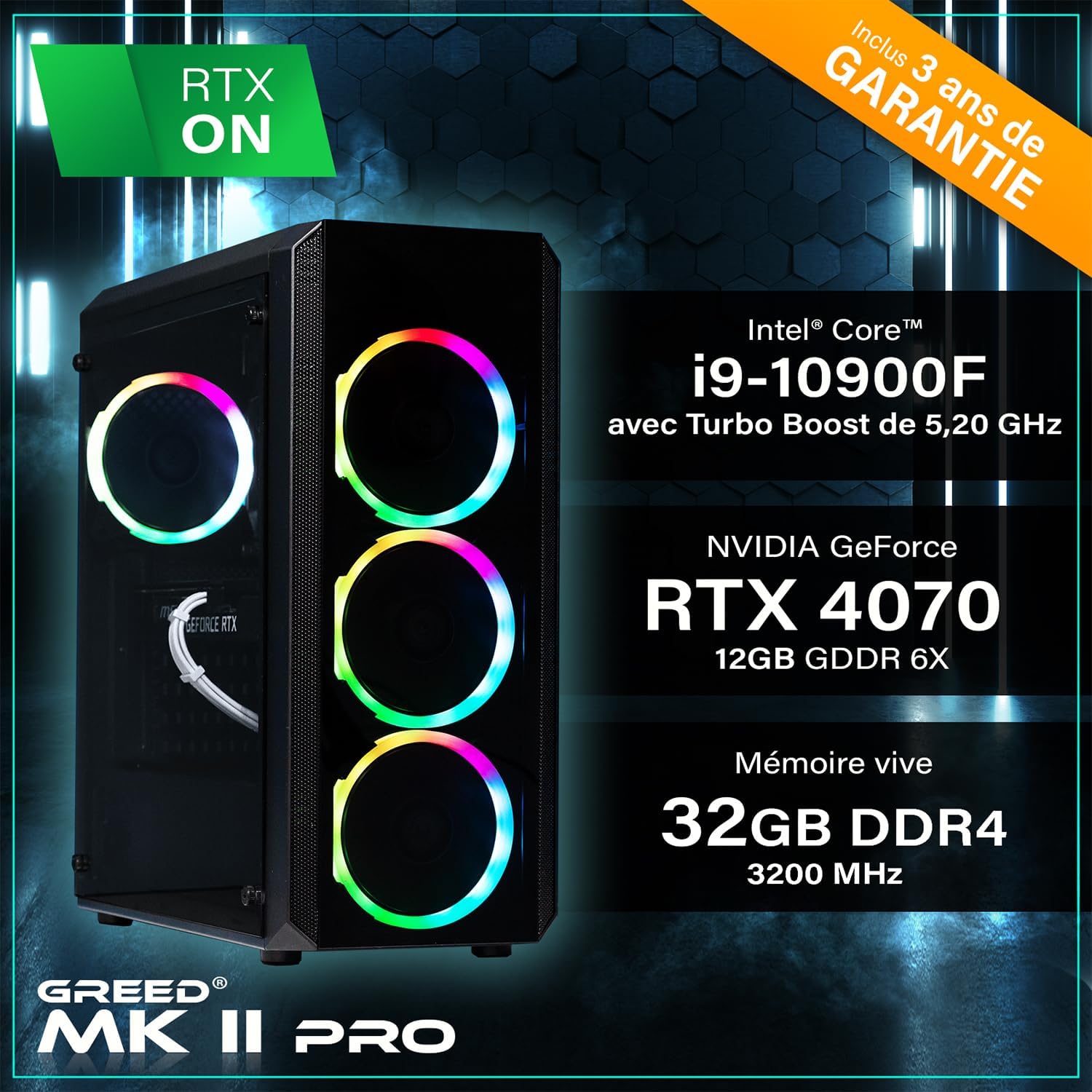 1730554276_817_Greed®-MK2-Pro-High-End-PC-Gamer-Intel Greed® MK2 Pro - High End PC Gamer - Intel Core i9-10900F + Nvidia Geforce RTX 4070 - Ordinateur RGB Ultra Rapide + PC Gaming 4K Raytracing avec 5,3 GHZ - 32 Go DDR4 RAM - 1 TB SSD - WLAN + W11 Pro  ( 1 349,90€ ) Shopping 