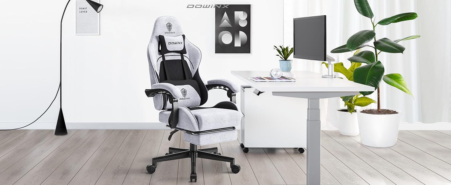 1730650536_17_Dowinx-Chaise-de-Gaming-en-Tissu-avec-Coussin Dowinx Chaise de Gaming - en Tissu - avec Coussin de Printemps - avec appuie-tête - avec Repose-Pied - Noir et Gris  ( <del>104,75€</del> - 99,51€ ) Shopping 