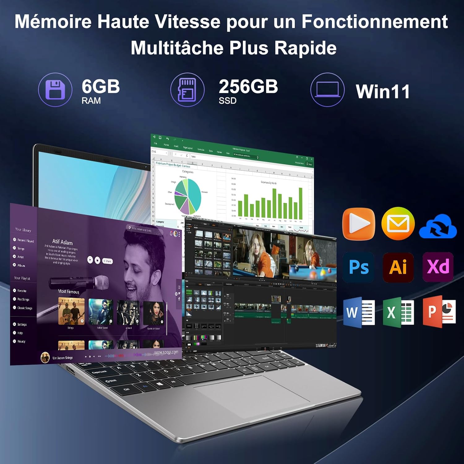 1730655807_925_bvate-Ordinateur-Portable-256Go-Soutien-Extension-SSD-1To-14-Win11 bvate Ordinateur Portable, 256Go Soutien Extension SSD 1To 14" Win11 Celeron N4020 2.4G+5G WiFi Mini HDMI & AZERTY Membrane du Clavier-Gray  ( €239,99 ) Shopping 