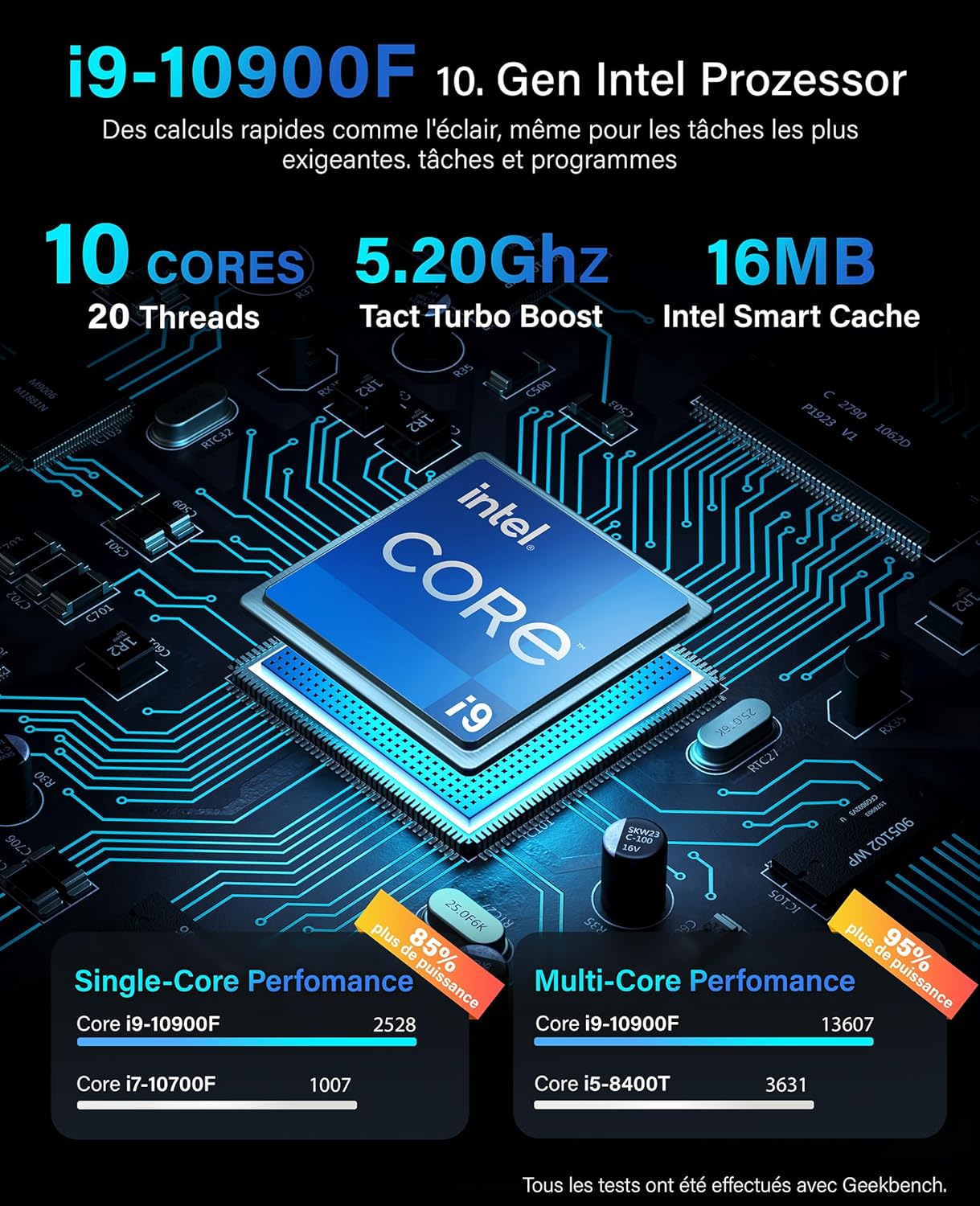 1730658219_550_Greed®-PC-Ultra-V2-Intel-Core-i9-10900F-Ordinateur Greed® PC Ultra V2 Intel Core i9 10900F - Ordinateur Rapide + Ordinateur de Bureau à Domicile avec 5,2 GHz - 32 Go RAM/mémoire - 1 TB SSD + 1 TB HDD - DVD+RW - USB3.1 - Wi-FI, avec Win11 Pro  ( 739,90€ ) Shopping 