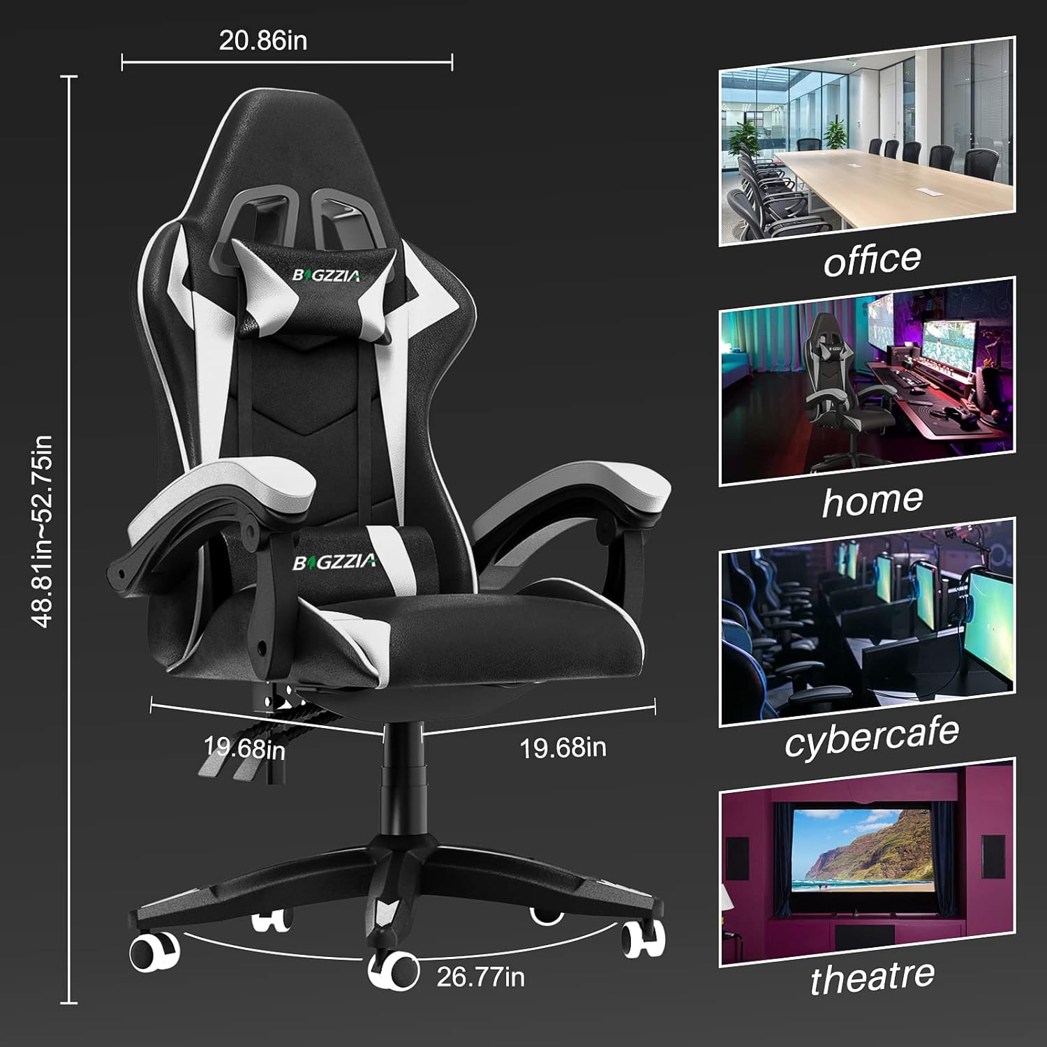 1730840043_207_bigzzia-Chaise-GamingErgonomique-PU-Cuir-Chaise-BureauHauteur-Reglableavec-LombaireAppui-Tete-AppuiDossier bigzzia Chaise Gaming,Ergonomique PU Cuir Chaise Bureau,Hauteur Réglable,avec Lombaire&Appui-Tête Appui,Dossier Inclinable à 155°,Fauteuil Gaming Adultes Enfants (Blanc)  ( <del>95,99€</del> - 81,69€ ) Shopping 