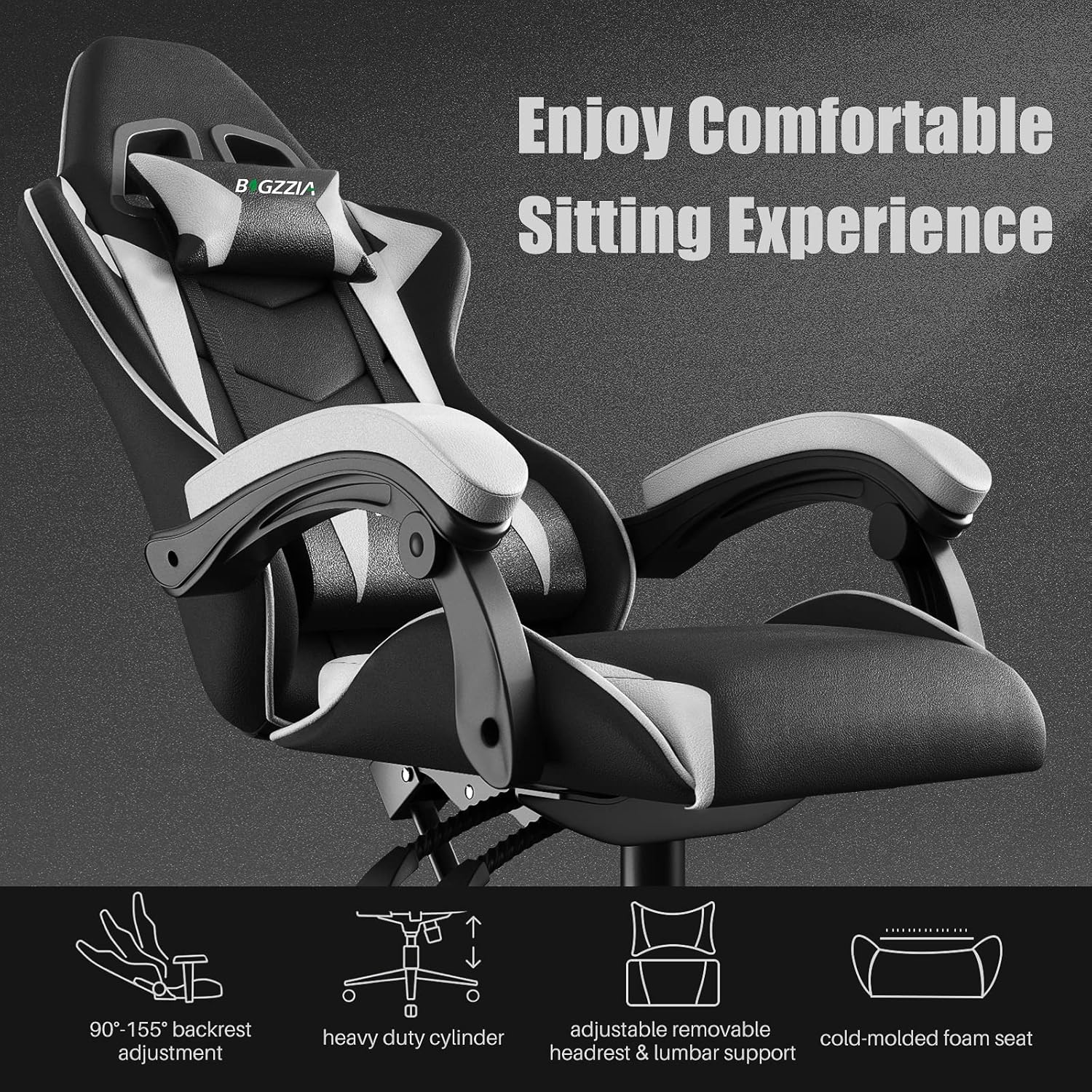 1730840043_52_bigzzia-Chaise-GamingErgonomique-PU-Cuir-Chaise-BureauHauteur-Reglableavec-LombaireAppui-Tete-AppuiDossier bigzzia Chaise Gaming,Ergonomique PU Cuir Chaise Bureau,Hauteur Réglable,avec Lombaire&Appui-Tête Appui,Dossier Inclinable à 155°,Fauteuil Gaming Adultes Enfants (Blanc)  ( <del>95,99€</del> - 81,69€ ) Shopping 