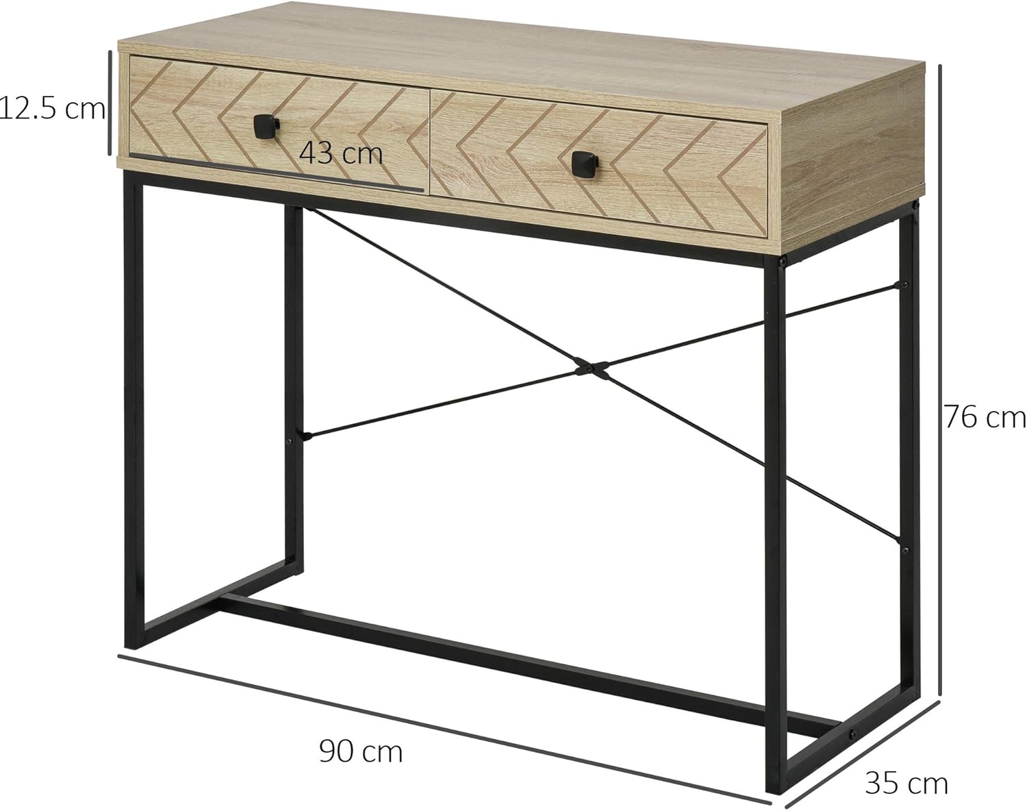 1730855171_521_HOMCOM-Table-Console-Table-dentree-Industriel-2-tiroirs-Bois-Naturel HOMCOM Table Console Table d'entrée Industriel 2 tiroirs Bois Naturel Pieds métal dim. 90 x 35 x 76 cm  ( 79,90€ ) Shopping 