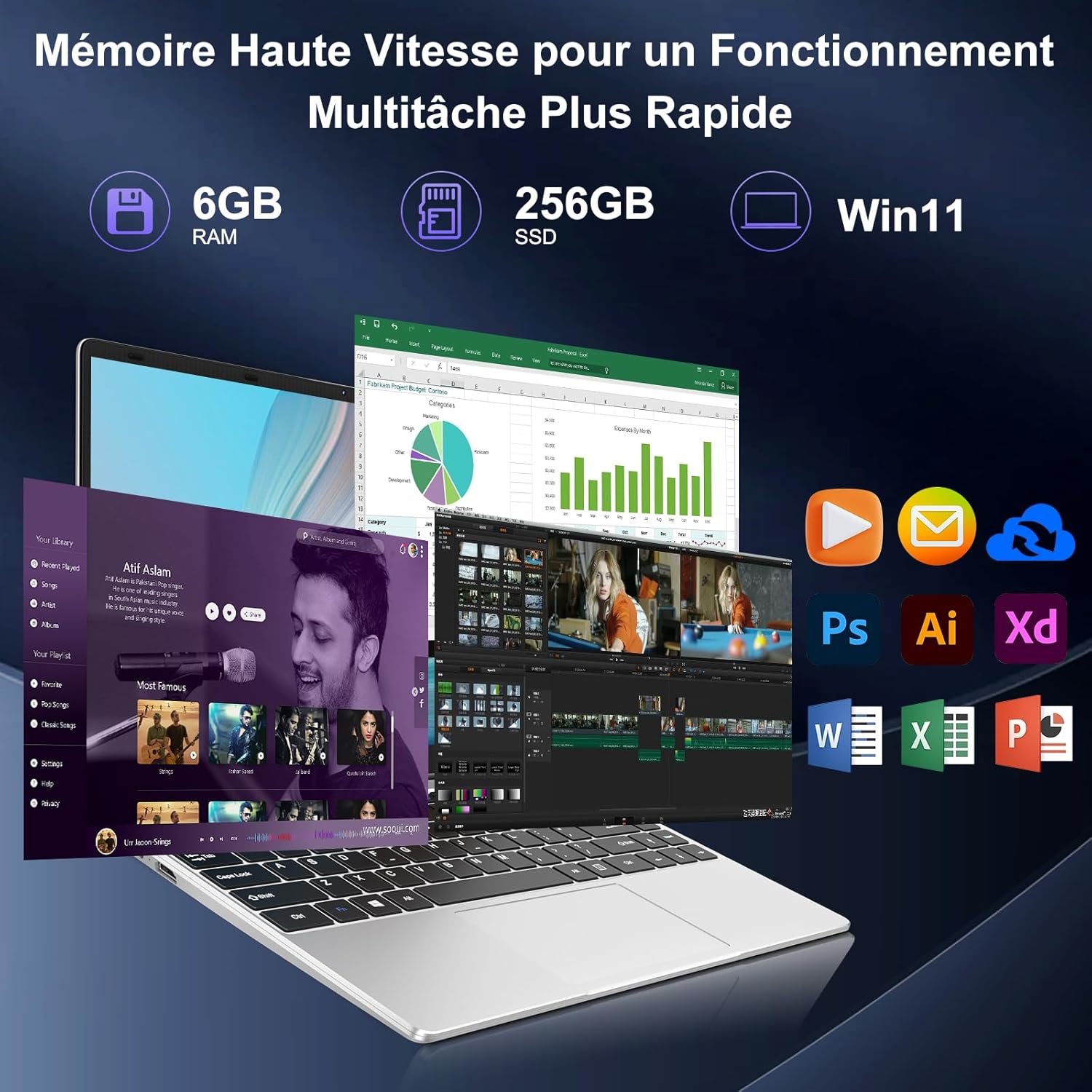 1730992187_598_bvate-Ordinateur-Portable256Go-Soutien-Extension-SSD-1To-14-Win11-Celeron bvate Ordinateur Portable,256Go Soutien Extension SSD 1To 14" Win11 Celeron N4020 2.4G+5G WiFi Mini HDMI & AZERTY Membrane du Clavier-Argent  ( <del>499,99€</del> - 259,99€ ) Shopping 