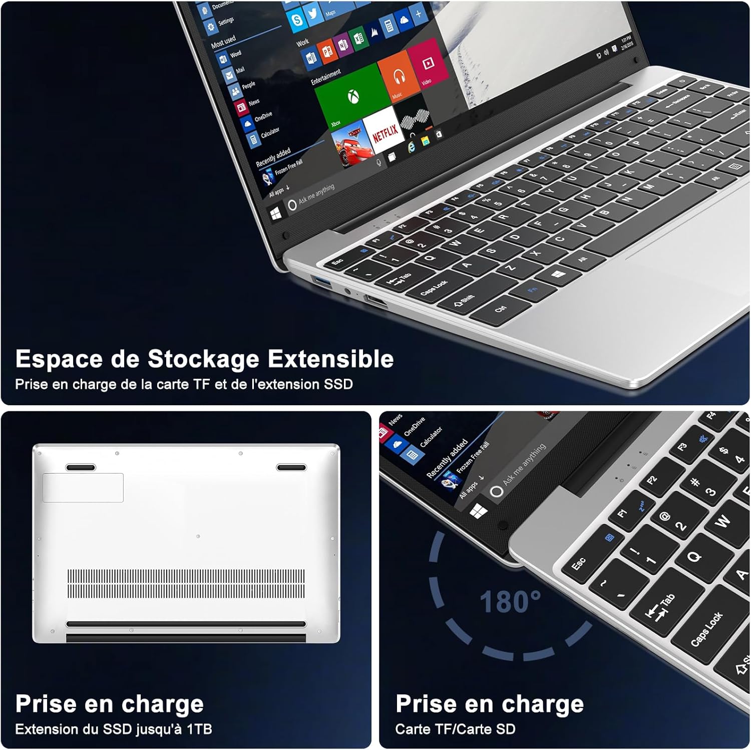 1730992188_51_bvate-Ordinateur-Portable256Go-Soutien-Extension-SSD-1To-14-Win11-Celeron bvate Ordinateur Portable,256Go Soutien Extension SSD 1To 14" Win11 Celeron N4020 2.4G+5G WiFi Mini HDMI & AZERTY Membrane du Clavier-Argent  ( <del>499,99€</del> - 259,99€ ) Shopping 