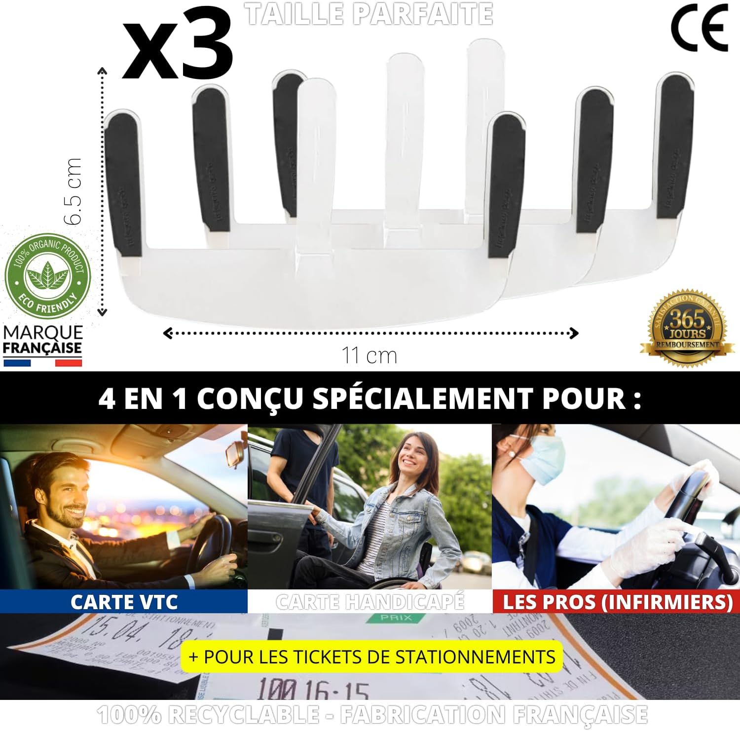 1731346176_90_Porte-Carte-Handicape-Pare-brise-x3-PCS-2024-Made-in Porte Carte Handicapé Pare brise x3 PCS (2024) Made in France Supports Pare-brise pour Caducée Chauffeur VTC Ticket de Stationnement Carte Handicapé Vignette Critair Etui Gadget Accessoire Auto Camion  ( 9,99€ ) Shopping 