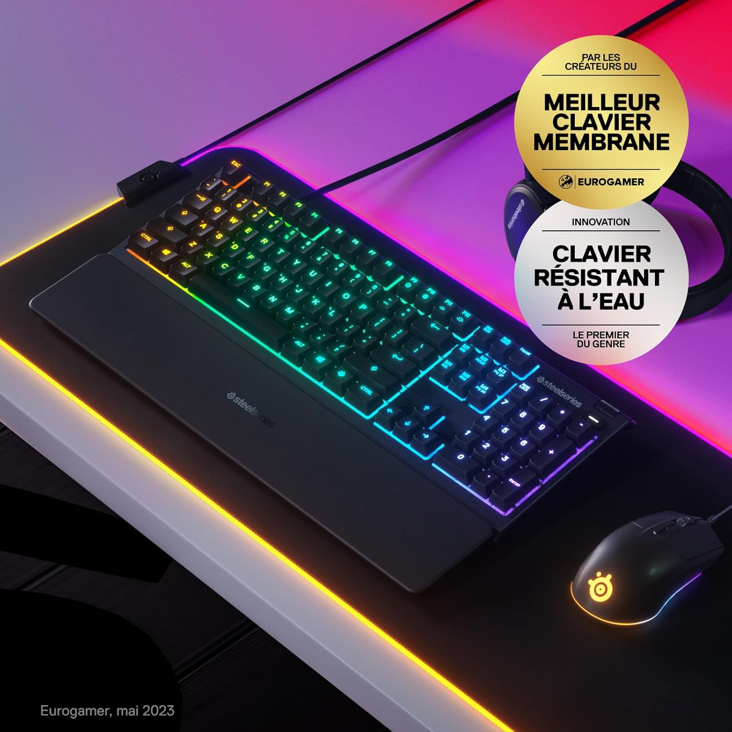 1731379544_944_SteelSeries-Apex-3-Clavier-de-Gaming-Illumination-RVB SteelSeries Apex 3 - Clavier de Gaming - Illumination RVB sur 10 Zones - Repose-Mains Magnétique Premium - Agencement Français AZERTY  ( <del>79,99€</del> - 59,99€ ) Shopping 