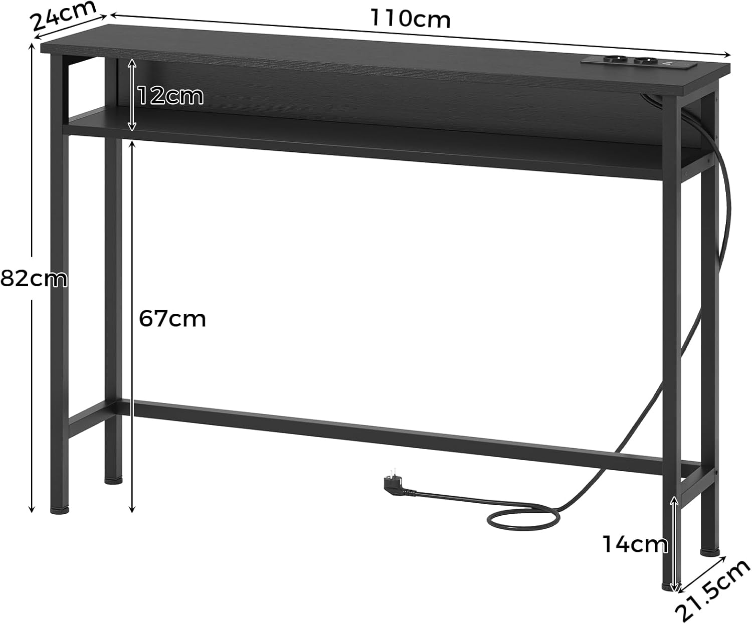 1731394295_568_Table-Console-Table-dappoint-avec-2-Etageres-de-Rangement-LED Table Console, Table d'appoint avec 2 Étagères de Rangement, LED Réglable, Multiprise avec 2 Prises, Port USB-A et USB-C, Meuble Console pour Entrée, Couloir, Salon, Chambre, 110 x 82 x 24 cm, Noir  ( 89,99€ ) Shopping 