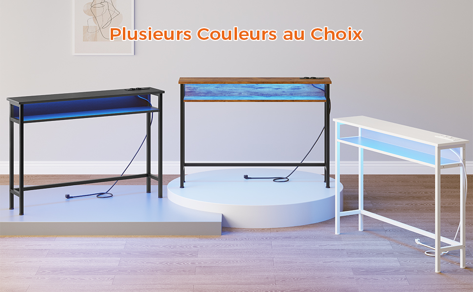 1731394296_497_Table-Console-Table-dappoint-avec-2-Etageres-de-Rangement-LED Table Console, Table d'appoint avec 2 Étagères de Rangement, LED Réglable, Multiprise avec 2 Prises, Port USB-A et USB-C, Meuble Console pour Entrée, Couloir, Salon, Chambre, 110 x 82 x 24 cm, Noir  ( 89,99€ ) Shopping 