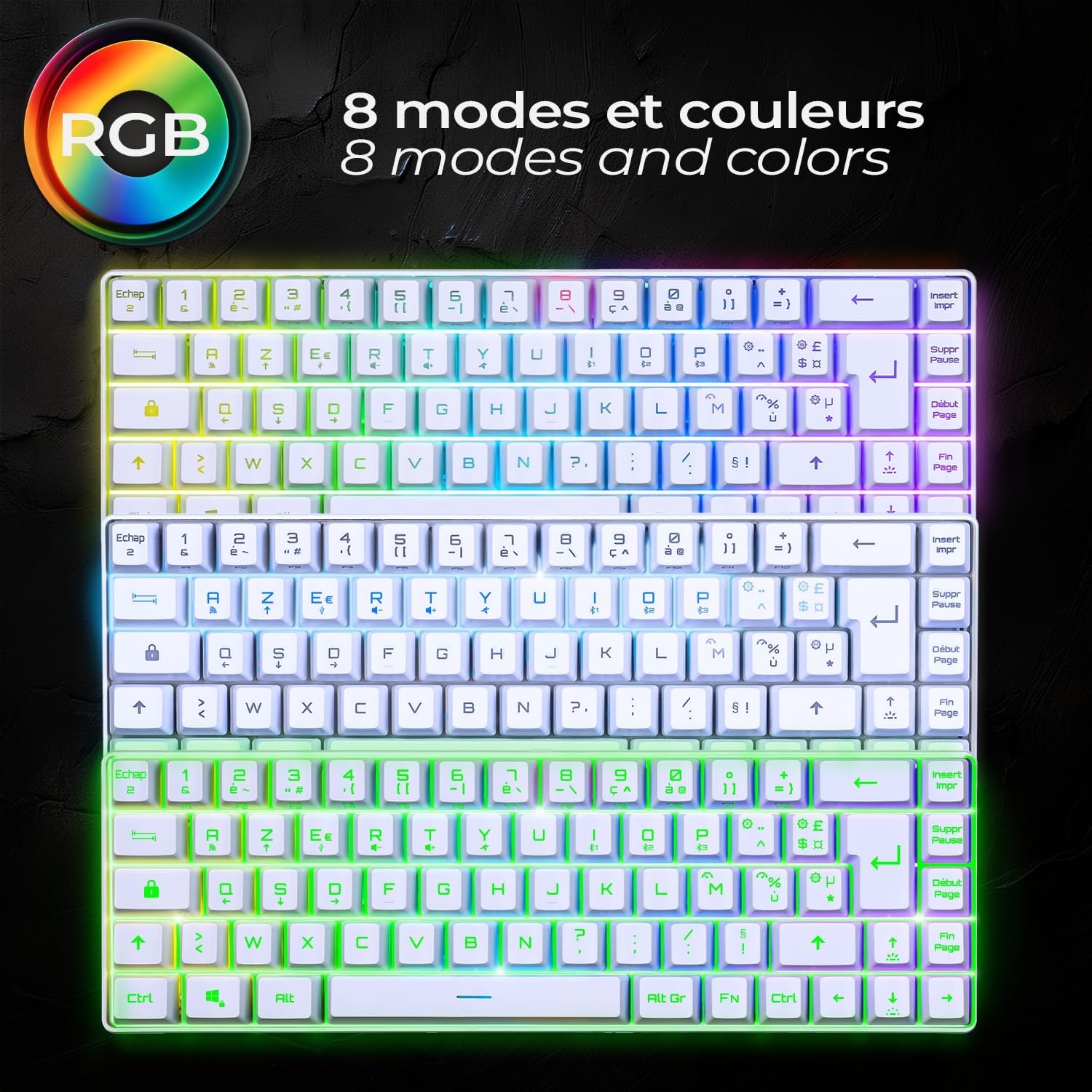 1731585564_762_EMPIRE-GAMING-K508-Clavier-Gaming-Sans-Fil-Compact-TKL EMPIRE GAMING - K508 Clavier Gaming Sans Fil Compact TKL 65% (AZERTY FR) - via Bluetooth / 2.4G/ Type-C - pour PS4/PS5/PC/Mac -Rétroéclairage RGB - 68 Touches - 23 Touches Anti-Ghosting - Blanc (2024)  ( 29,90€ ) Shopping 