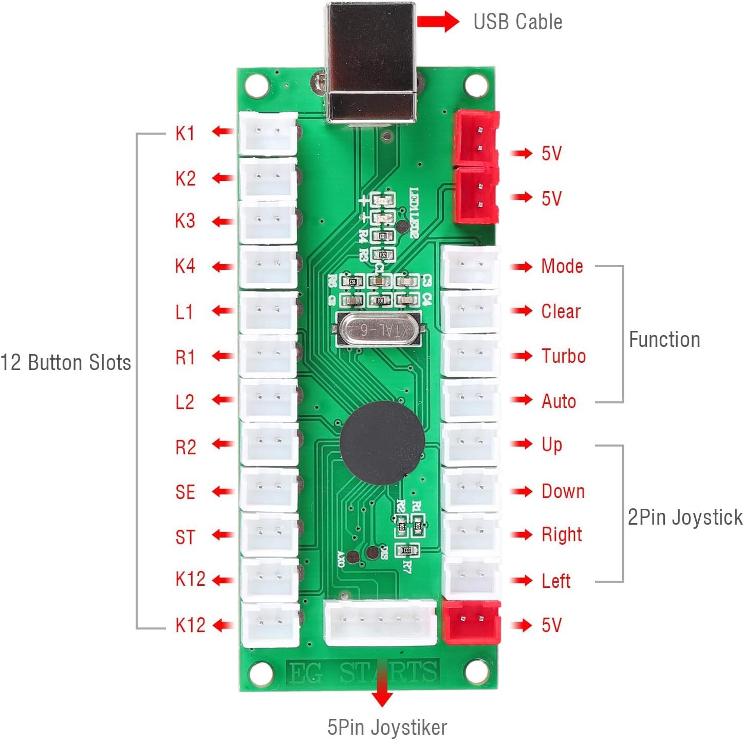 1731596960_192_EG-STARTS-Kit-de-jeu-darcade-pour-2-joueurs-DIY EG STARTS Kit de jeu d'arcade pour 2 joueurs DIY Ellipse ovale de type Happ Joystick Hanlde + 18 boutons d'arcade de style américain 1/2 bouton poussoir de démarrage (rouge et bleu)  ( 48,00€ ) Shopping 