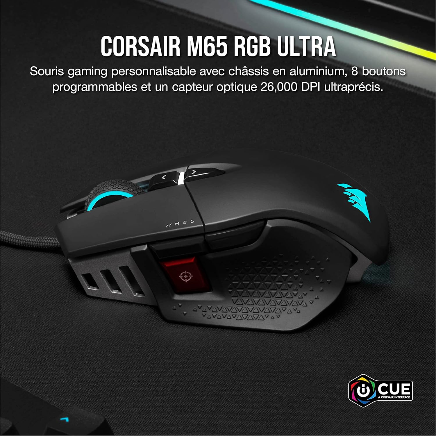 1731717013_339_Corsair-M65-RGB-ULTRA-Souris-Gaming-FPS-Personnalisable-26 Corsair M65 RGB ULTRA Souris Gaming FPS Personnalisable - 26 000 DPI MARKSMAN, Switchs Optiques, Technologie d’hyper-traitement AXON, Contrôle de fusion de capteurs - Noir  ( <del>79,99€</del> - 74,99€ ) Shopping 