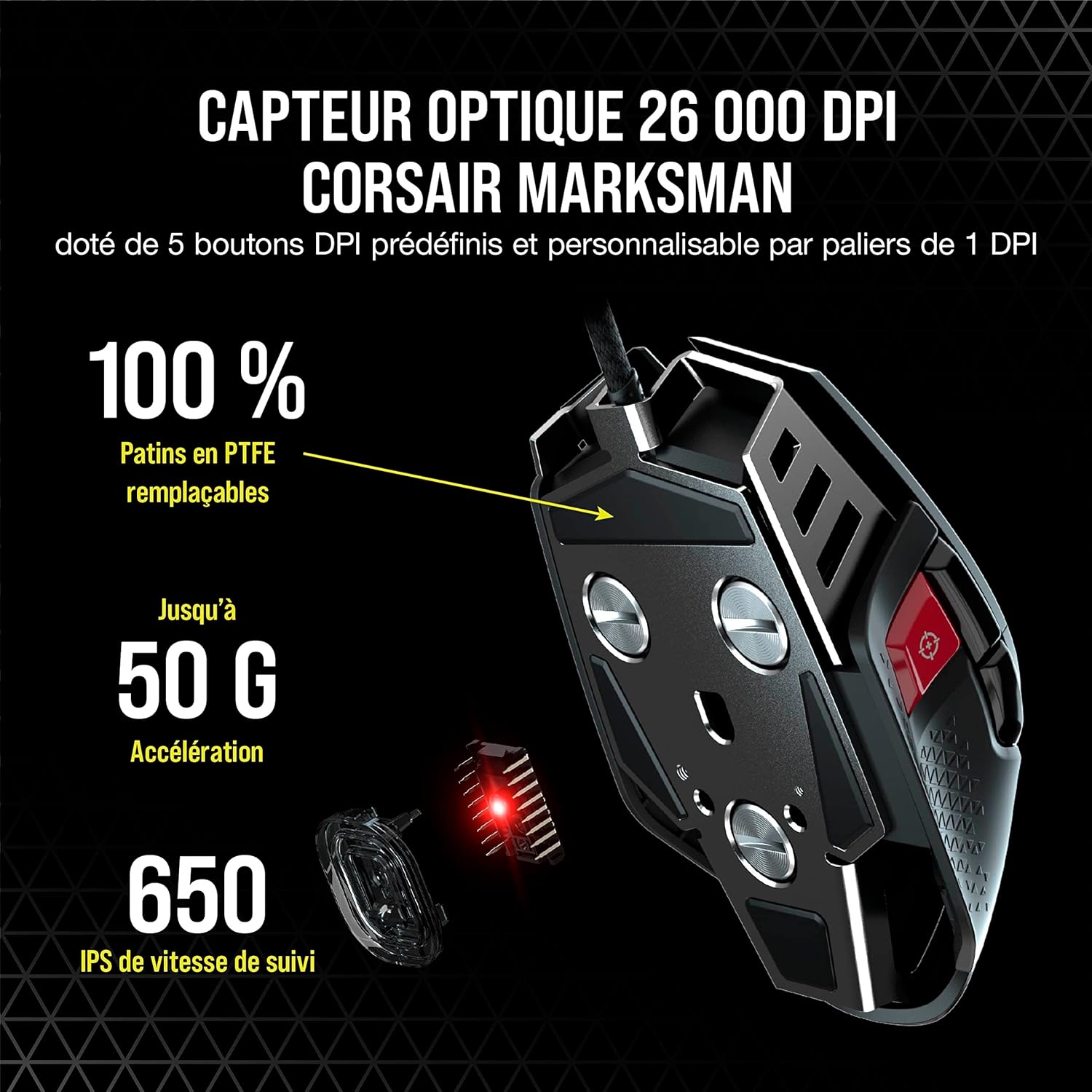 1731717015_695_Corsair-M65-RGB-ULTRA-Souris-Gaming-FPS-Personnalisable-26 Corsair M65 RGB ULTRA Souris Gaming FPS Personnalisable - 26 000 DPI MARKSMAN, Switchs Optiques, Technologie d’hyper-traitement AXON, Contrôle de fusion de capteurs - Noir  ( <del>79,99€</del> - 74,99€ ) Shopping 