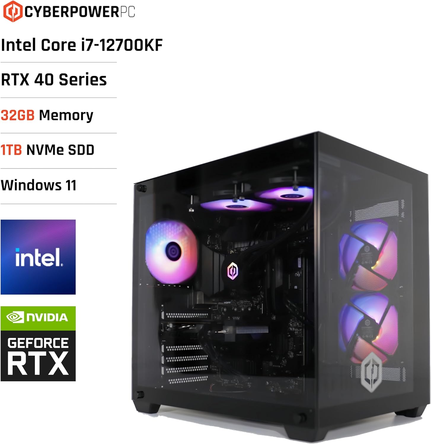 1731799783_19_CyberpowerPC-Luxe-PC-Gamer-Intel-Core-i7-12700KF-Nvidia-RTX CyberpowerPC Luxe PC Gamer - Intel Core i7-12700KF, Nvidia RTX 4060 Ti 8Go, RAM 32Go, SSD NVMe 1To, 650W 80+ PSU, WiFi, Refroidissement Liquide, Windows 11, 3000D RGB  ( 1 349,00€ ) Shopping 