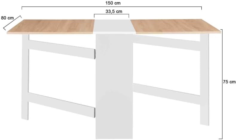 1731863475_284_IDMarket-Table-Console-Pliable-EDI-2-6-Personnes-avec-rangements IDMarket - Table Console Pliable EDI 2-6 Personnes avec rangements Bois Blanc Plateau façon hêtre 150 x 80 cm  ( 74,99€ ) Shopping 