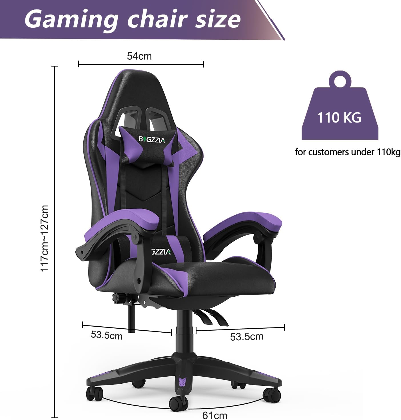 1732034088_810_bigzzia-Chaise-Bureau-Chaise-Gaming-Ergonomique-en-PU-Cuir-Hauteur bigzzia Chaise Bureau Chaise Gaming Ergonomique en PU Cuir, Hauteur Réglable, avec Coussin Lombaire et Appui-Tête, Fauteuil Gamer Confortable pour Adultes, Filles et Garçons (Violet)  ( <del>119,99€</del> - 85,99€ ) Shopping 