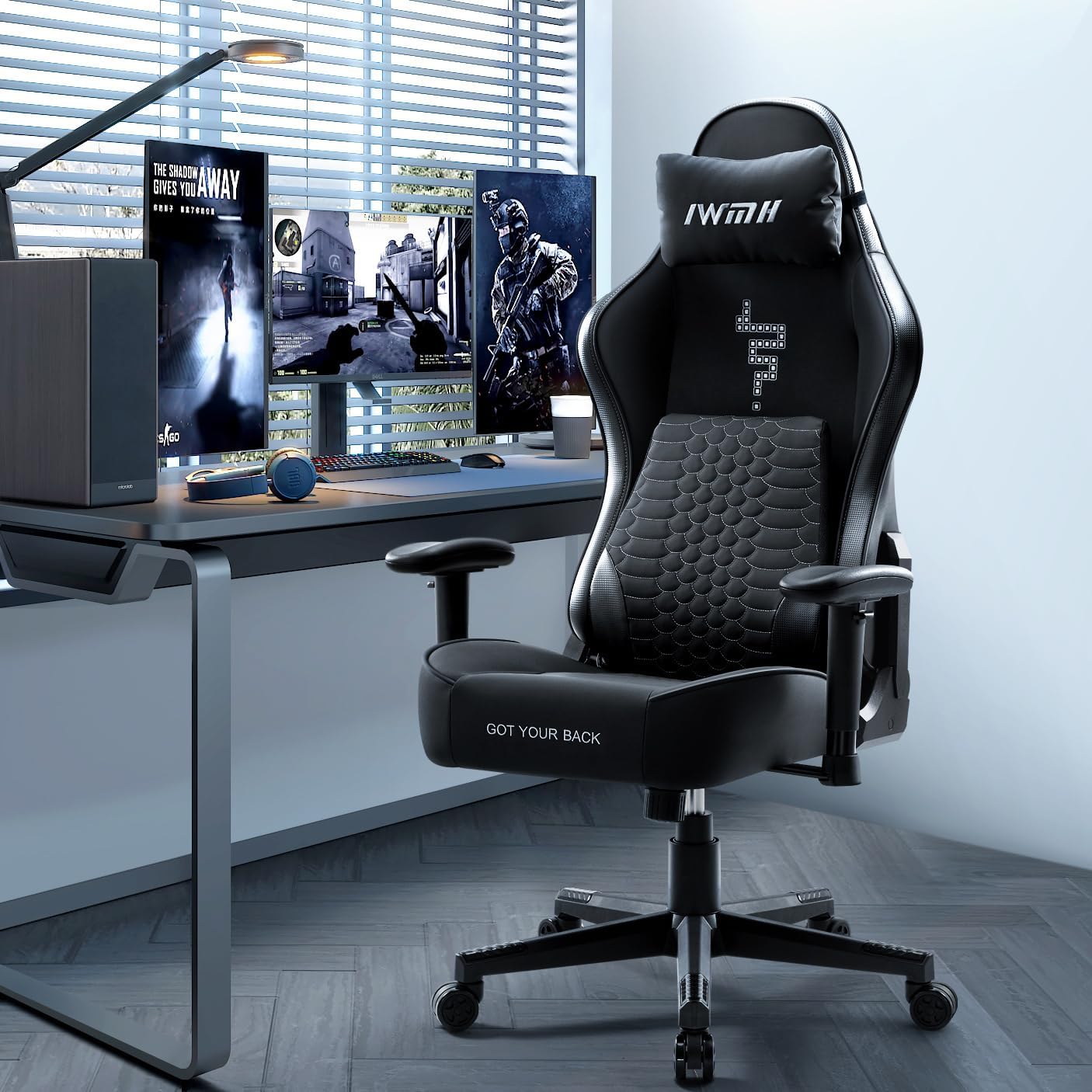 1732127263_570_IWMH-Chaise-Gaming-Chaise-Bureau-Fauteuil-Gamer-Ergonomique-avec IWMH Chaise Gaming - Chaise Bureau, Fauteuil Gamer Ergonomique avec Support Lombaire et Accoudoirs 3D, Siege Bureau Gamer pour Adultes, Hauteur Réglable (Noir)  ( 147,99€ ) Shopping 