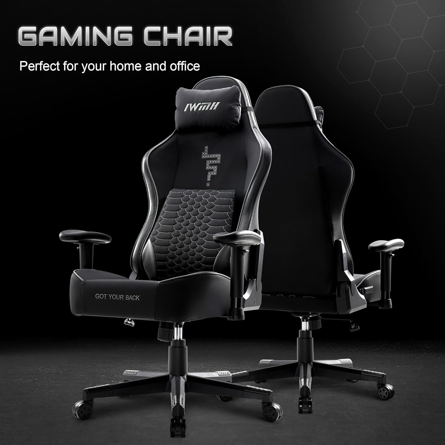 1732127263_763_IWMH-Chaise-Gaming-Chaise-Bureau-Fauteuil-Gamer-Ergonomique-avec IWMH Chaise Gaming - Chaise Bureau, Fauteuil Gamer Ergonomique avec Support Lombaire et Accoudoirs 3D, Siege Bureau Gamer pour Adultes, Hauteur Réglable (Noir)  ( 147,99€ ) Shopping 