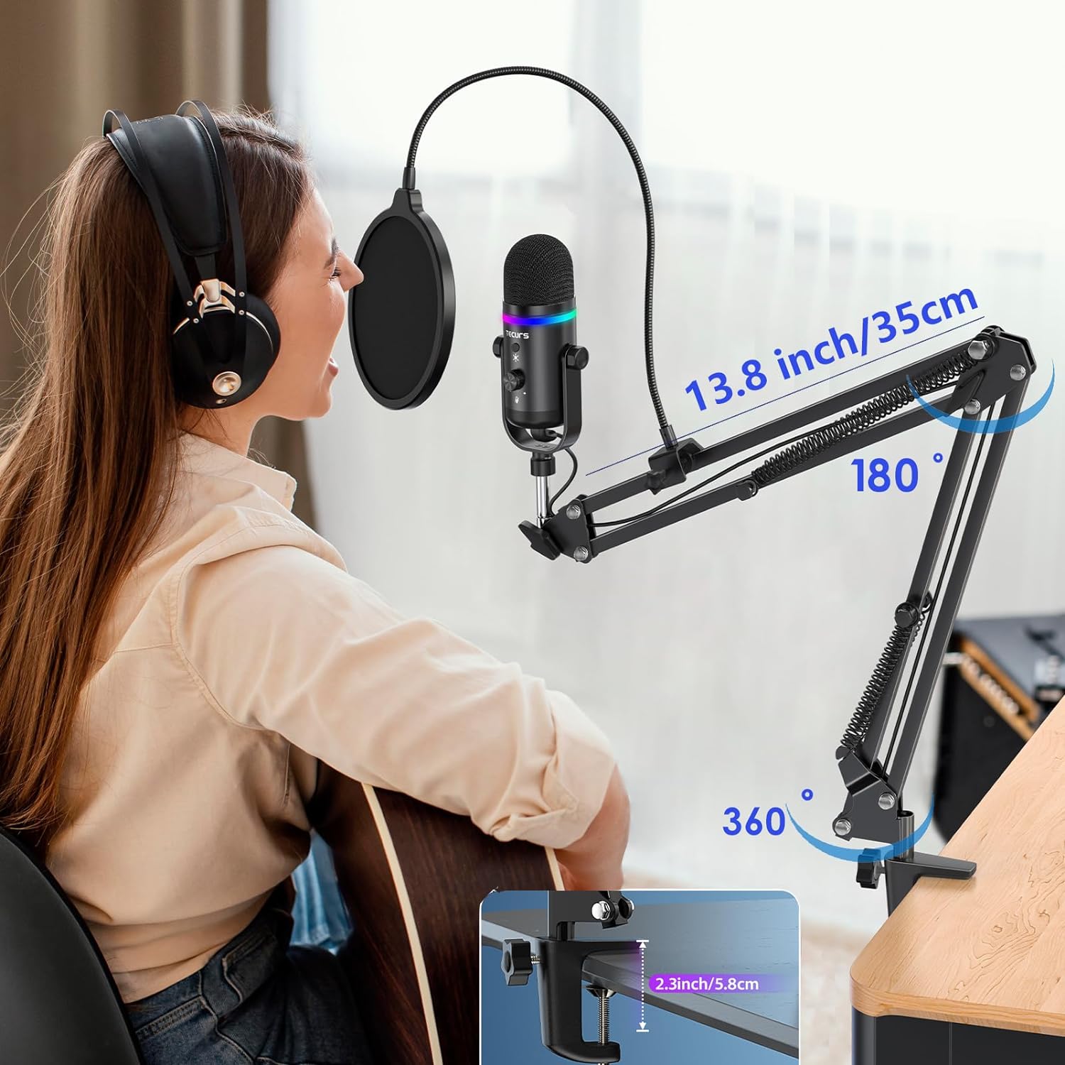 1732145614_349_TECURS-Micro-Gaming-Kit-Micro-Condensateur-RGB-avec-Bras TECURS Micro Gaming Kit - Micro Condensateur RGB avec Bras et Support Bureau, Bouton Silence, Contrôle de Gain, USB Microphone pour Podcast, Streaming, Enregistrement Musique, Android/Mac /PS4/PS5  ( <del>53,99€</del> - 45,89€ ) Shopping 