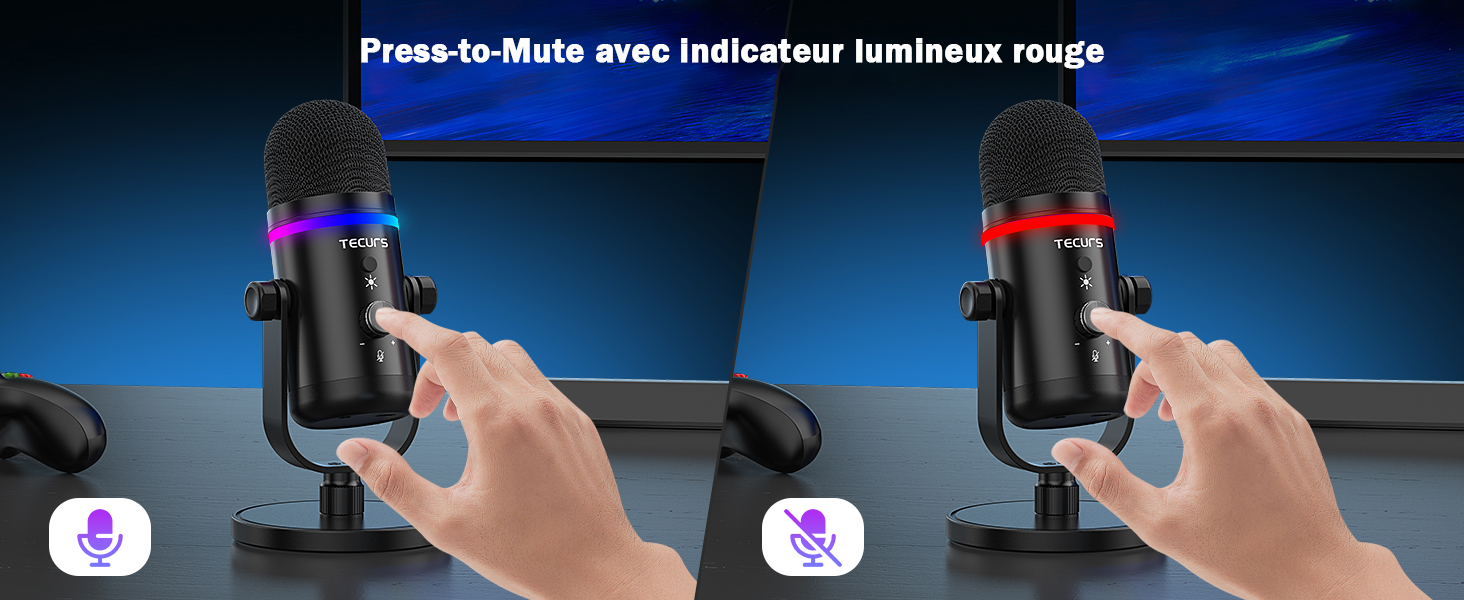 1732145614_845_TECURS-Micro-Gaming-Kit-Micro-Condensateur-RGB-avec-Bras TECURS Micro Gaming Kit - Micro Condensateur RGB avec Bras et Support Bureau, Bouton Silence, Contrôle de Gain, USB Microphone pour Podcast, Streaming, Enregistrement Musique, Android/Mac /PS4/PS5  ( <del>53,99€</del> - 45,89€ ) Shopping 