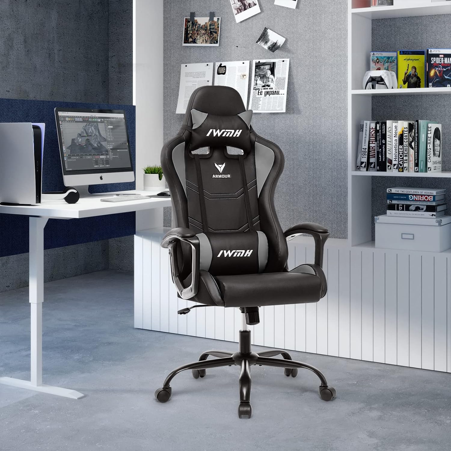 1732220935_329_IWMH-Chaise-Gaming-Chaise-Gamer-Ergonomique-Fauteuil-Gamer-Haut-Dossier IWMH Chaise Gaming Chaise Gamer Ergonomique Fauteuil Gamer Haut Dossier Chaise de Jeu Siege Gamer Pivotant Hauteur Réglable Chaise d'ordinateur avec Accoudoirs Appui-tête Soutien Lombaire 150kg Gris  ( 73,99€ ) Shopping 