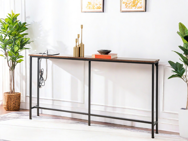 1732235645_192_Liink1Ga-Table-console-etroite-de-180-cm-de-large-avec Liink1Ga Table console étroite de 180 cm de large avec prise de courant, pour couloir, foyer, véranda, balcon, salon, marron et noir, 180 x 20 x 80 cm  ( <del>143,12 €</del> - 69,99€ ) Shopping 