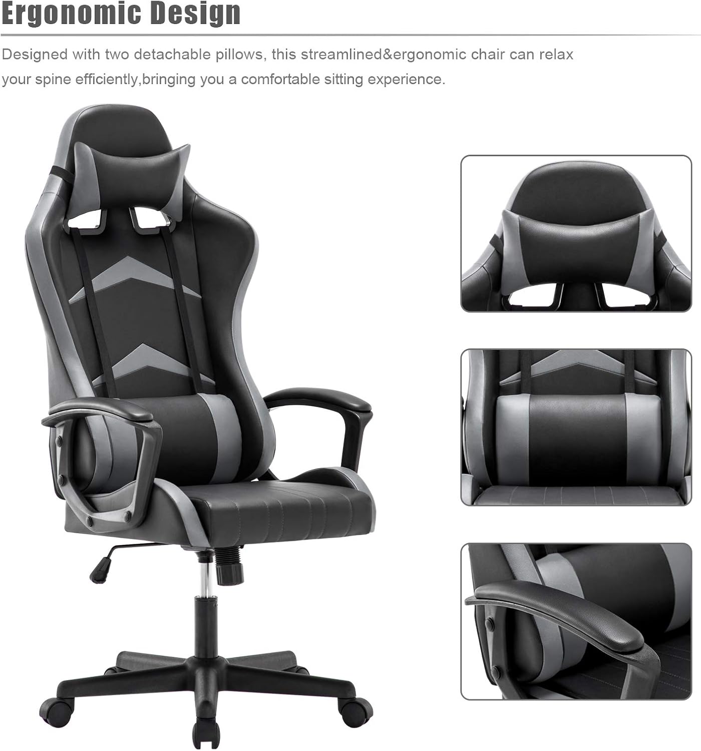 1732331257_496_IntimaTe-WM-Heart-Chaise-Gaming-Ergonomique-Fauteuil-de-Bureau-Pivotant IntimaTe WM Heart Chaise Gaming Ergonomique, Fauteuil de Bureau Pivotant, Dossier Haut, Racing Siege Gamer avec Appui-tête et Soutien Lombaire Ajustables, 52 x 58 x 130cm (Gris)  ( 71,99€ ) Shopping 