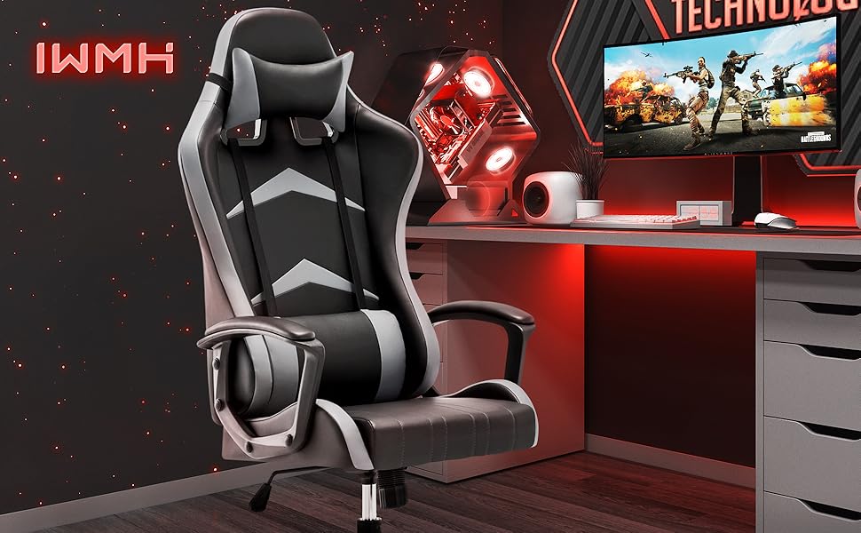 1732331258_518_IntimaTe-WM-Heart-Chaise-Gaming-Ergonomique-Fauteuil-de-Bureau-Pivotant IntimaTe WM Heart Chaise Gaming Ergonomique, Fauteuil de Bureau Pivotant, Dossier Haut, Racing Siege Gamer avec Appui-tête et Soutien Lombaire Ajustables, 52 x 58 x 130cm (Gris)  ( 71,99€ ) Shopping 