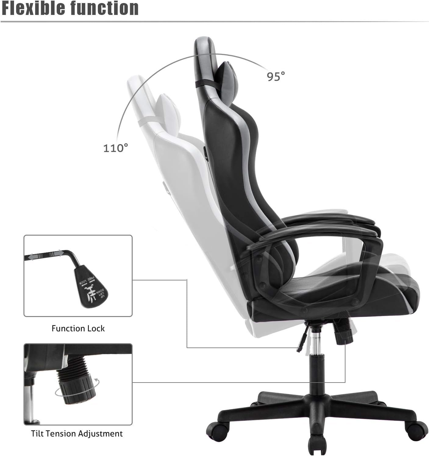 1732331258_863_IntimaTe-WM-Heart-Chaise-Gaming-Ergonomique-Fauteuil-de-Bureau-Pivotant IntimaTe WM Heart Chaise Gaming Ergonomique, Fauteuil de Bureau Pivotant, Dossier Haut, Racing Siege Gamer avec Appui-tête et Soutien Lombaire Ajustables, 52 x 58 x 130cm (Gris)  ( 71,99€ ) Shopping 